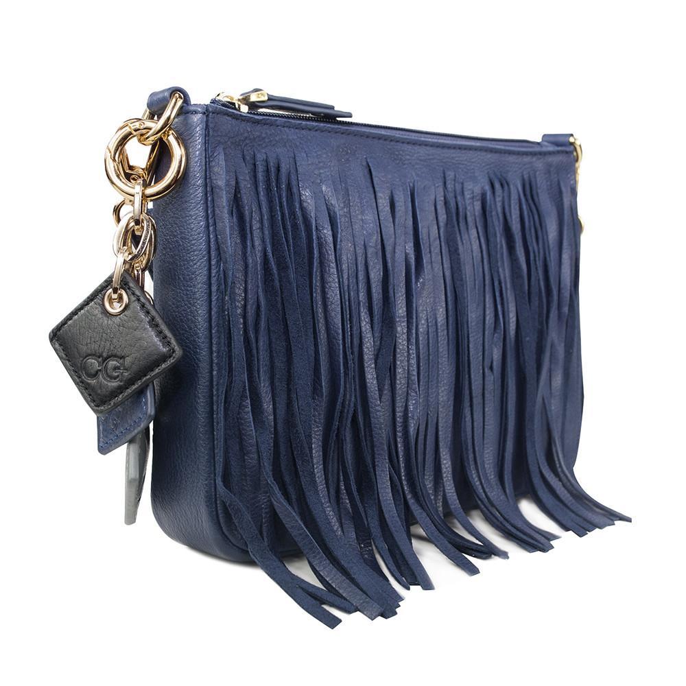 Sapphire Willow Fringed Leather Bag