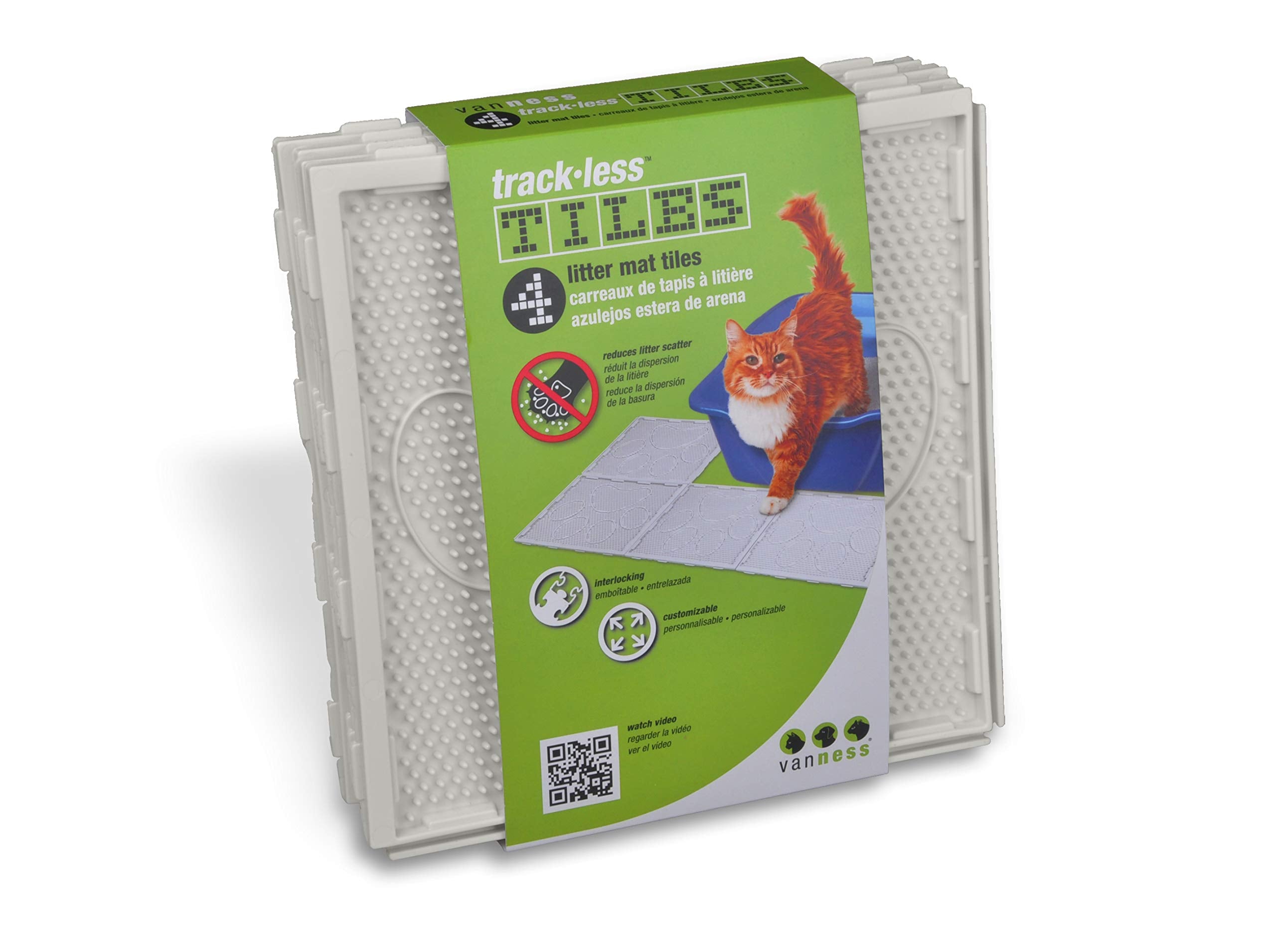 Van Ness Pets Trackless Cat Litter Mat Tiles Customizable And ExpAndable Set of 4 Tiles