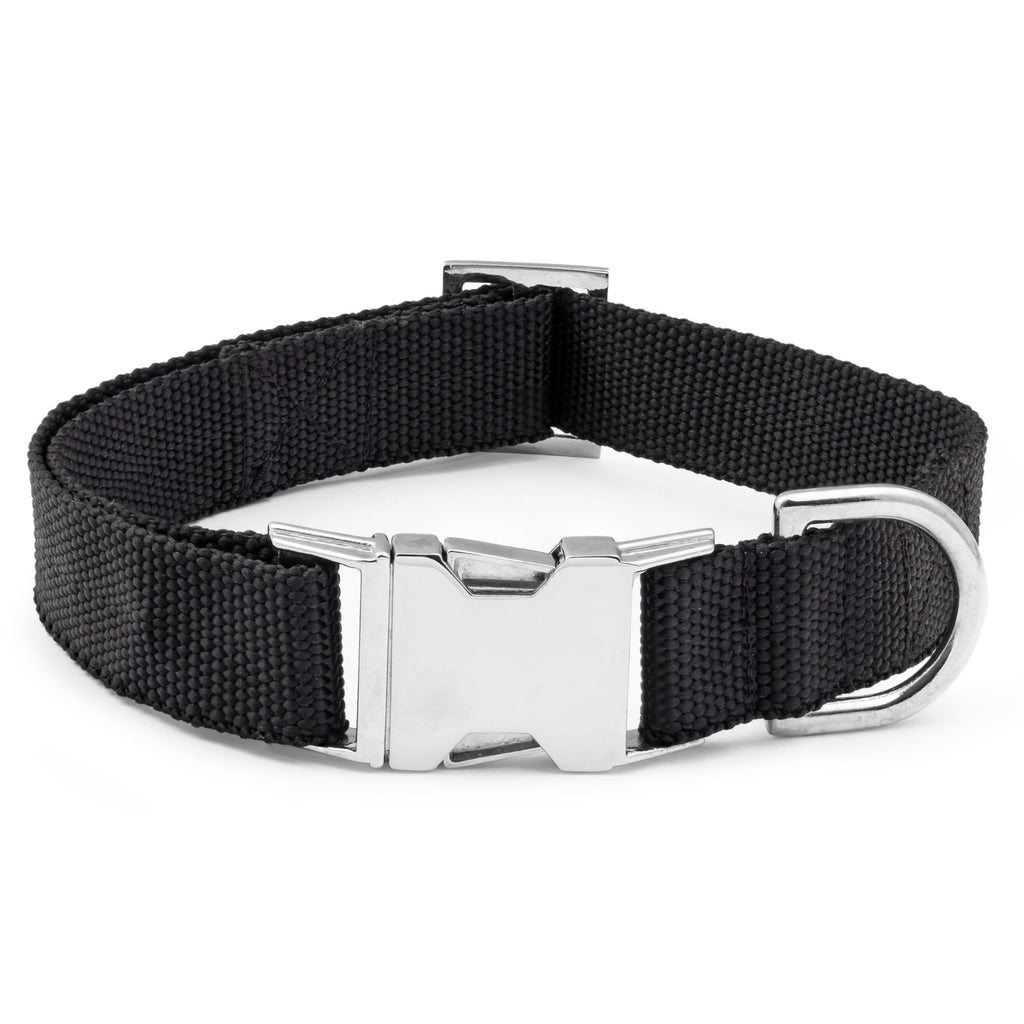 Bark Duke Indestructible Dog Collar Fully Customizable Fit Waterproof Nylon Odor-Resistant Metal Buckle and Adjusters (Black Medium 1”)