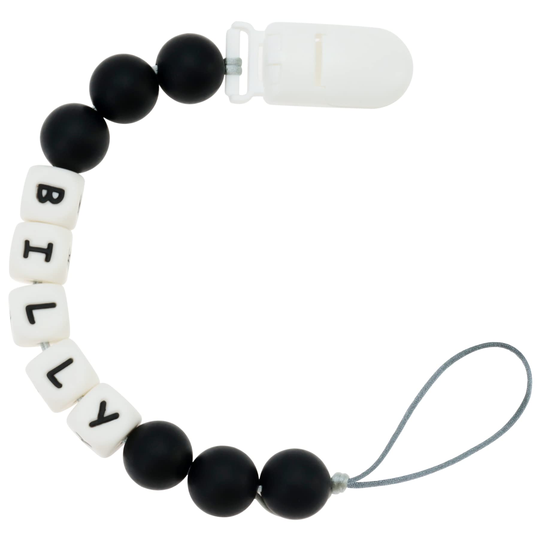 Custom Name Pacifier Clip - Black