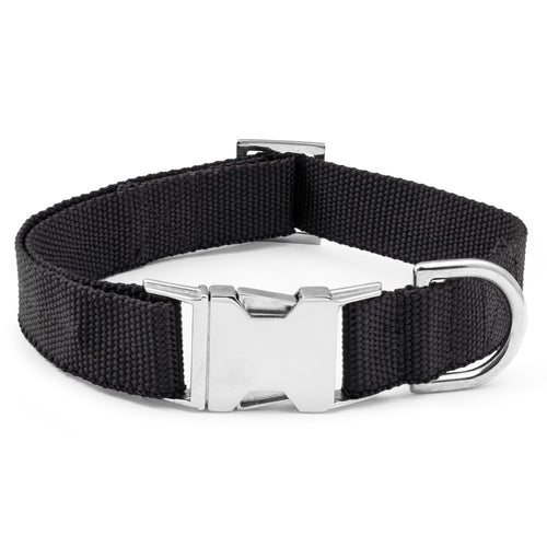 Bark Duke Indestructible Dog Collar Fully Customizable Fit Waterproof Nylon Odor-Resistant Metal Buckle and Adjusters (Black Medium 1”)