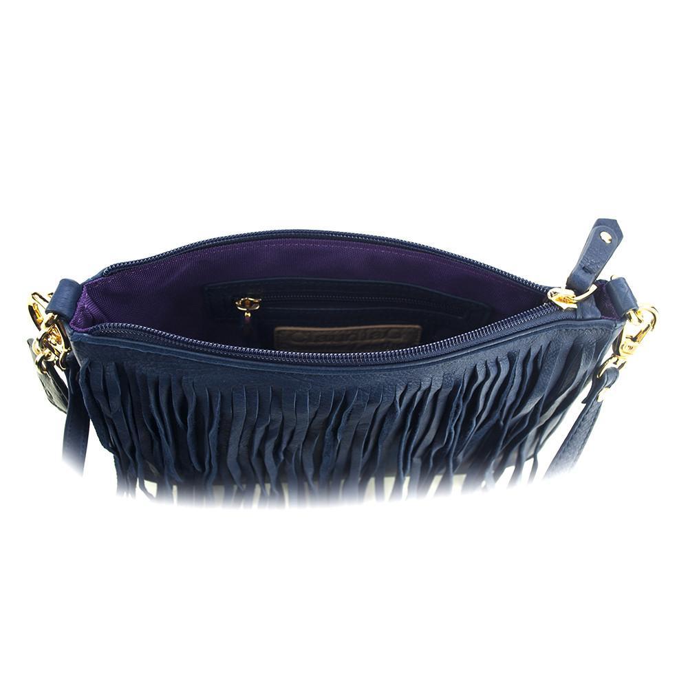 Sapphire Willow Fringed Leather Bag